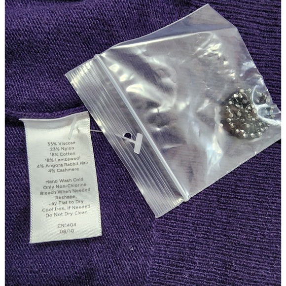 Talbots Womens Cashmere Blend Lightweight Cardigan Sequened Buttons L - Picture 3 of 9